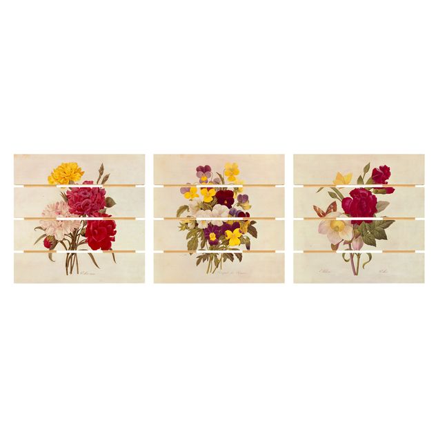Wohndeko Blume Pierre Joseph Redouté - Rosen Nelken Stiefmütterchen