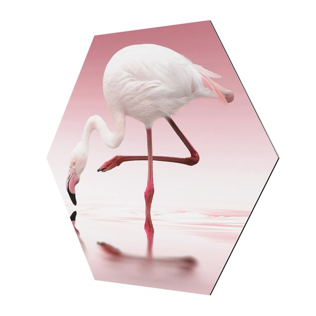Wanddeko Treppenhaus Flamingo Dance