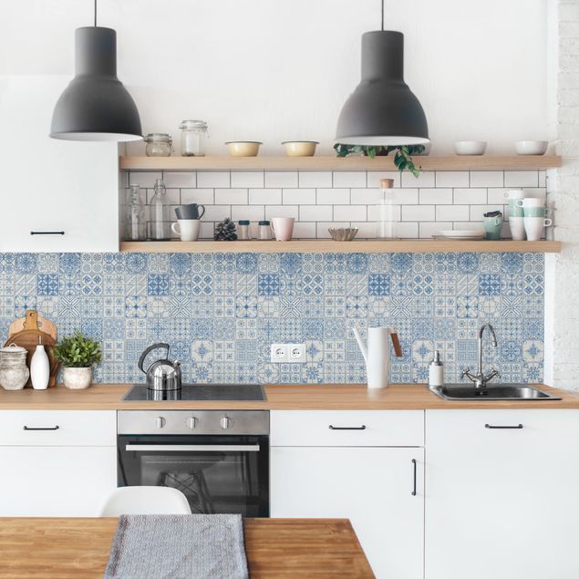 Wanddeko Küche Fliesenmuster Coimbra blau
