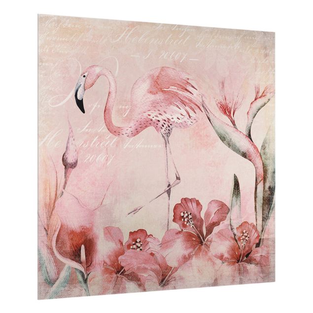 Wanddeko rosa Shabby Chic Collage - Flamingo