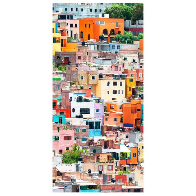 Wanddeko Esszimmer Farbige Häuserfront Guanajuato
