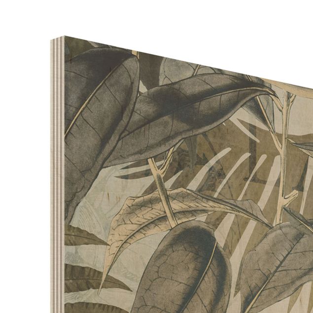 Deko Pflanzen Vintage Collage - Tukan im Dschungel