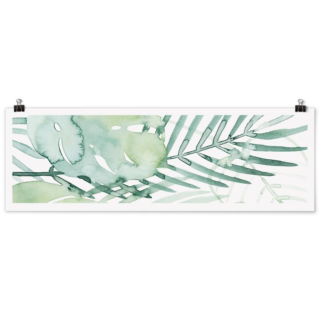 Wanddeko grün Palmwedel in Wasserfarbe I