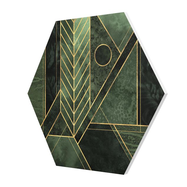 Wanddeko Treppenhaus Geometrische Formen Smaragd Gold