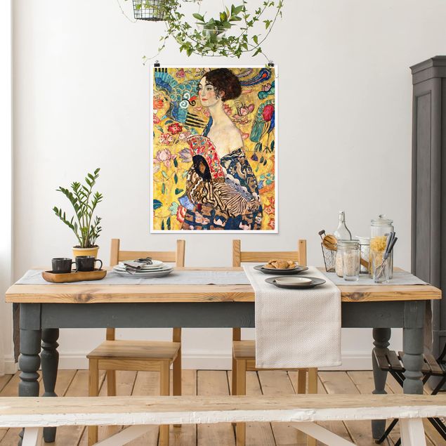 Wanddeko Schlafzimmer Gustav Klimt - Dame mit Fächer