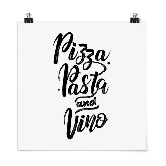 WALLART Pizza als bei bestellen Poster Vino Quadrat Pasta Poster | und