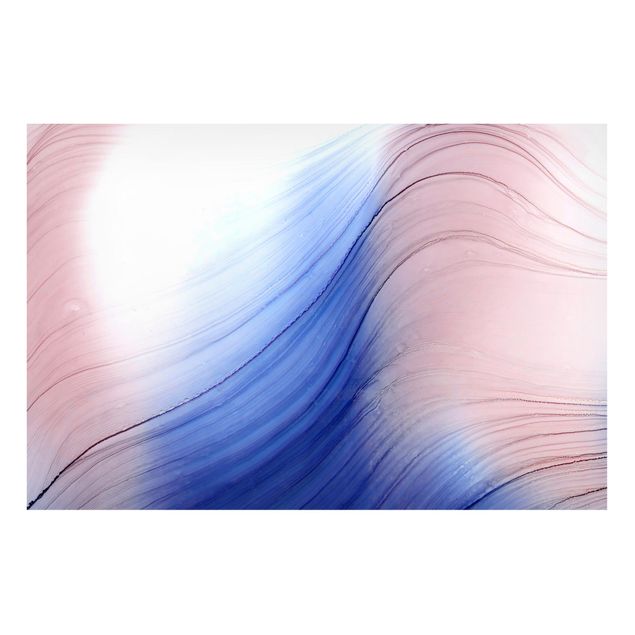 Wanddeko Esszimmer Melierter Farbtanz Blau mit Rosa