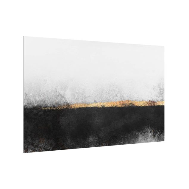 Deko Abstrakt Abstrakter Goldener Horizont Schwarz Weiß