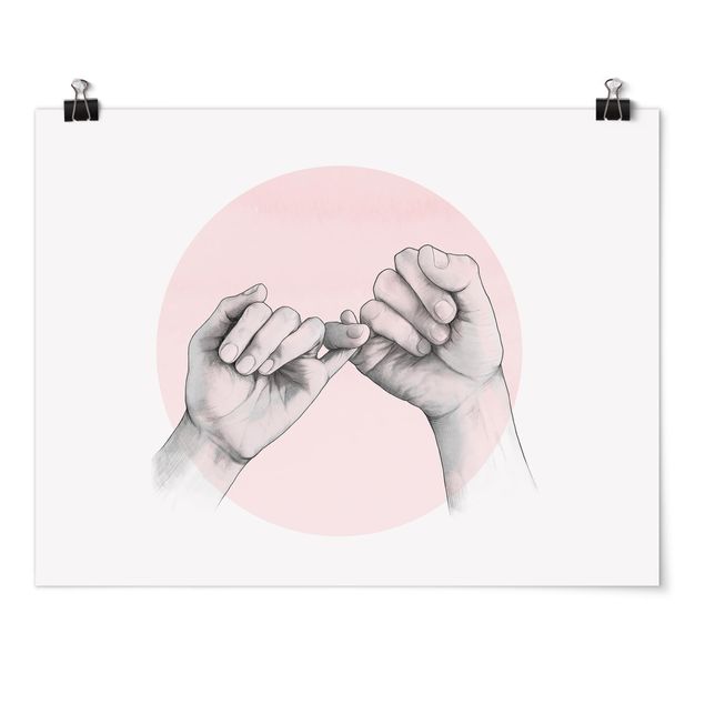 Wanddeko Büro Illustration Hände Freundschaft Kreis Rosa Weiß