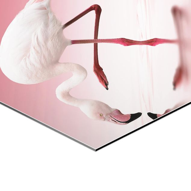 Wanddeko über Bett Flamingo Dance