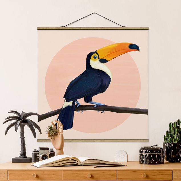 Küche Dekoration Illustration Vogel Tukan Malerei Pastell