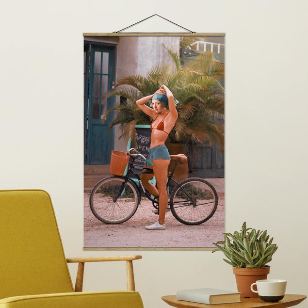 Wanddeko bunt Fahrrad Mädchen