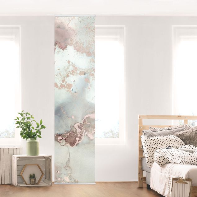 Wanddeko Wohnzimmer Farbexperimente Marmor Pastell und Gold