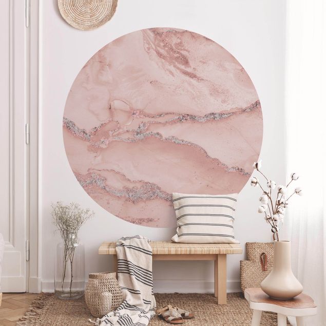 Wanddeko Schlafzimmer Farbexperimente Marmor Rose und Glitzer