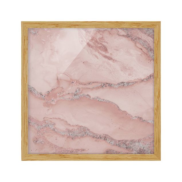 Wanddeko Esszimmer Farbexperimente Marmor Rose und Glitzer