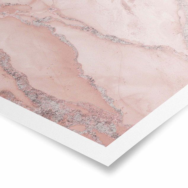 Wanddeko rosa Farbexperimente Marmor Rose und Glitzer