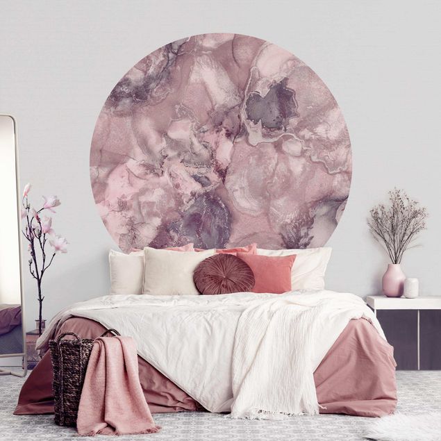 Wanddeko Flur Farbexperimente Marmor Violett