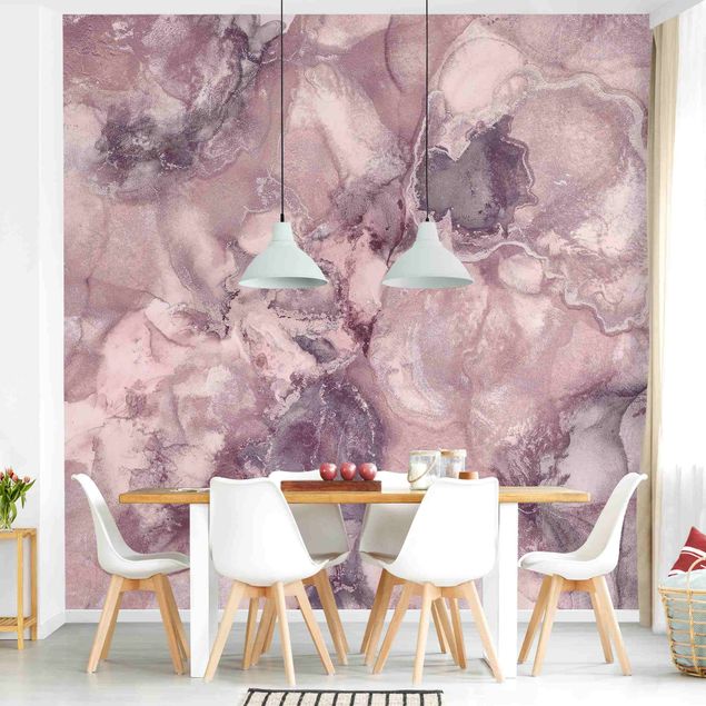 Wanddeko Schlafzimmer Farbexperimente Marmor Violett