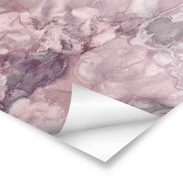Wanddeko über Bett Farbexperimente Marmor Violett