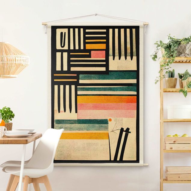 Wanddeko bunt Farbkomposition mit schwarzem Rahmen