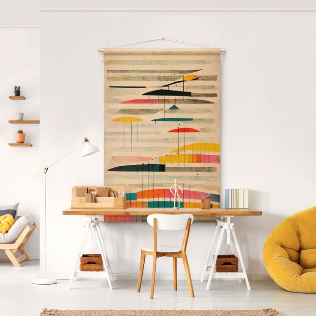 Wanddeko Wohnzimmer Farbkomposition mit Streifen