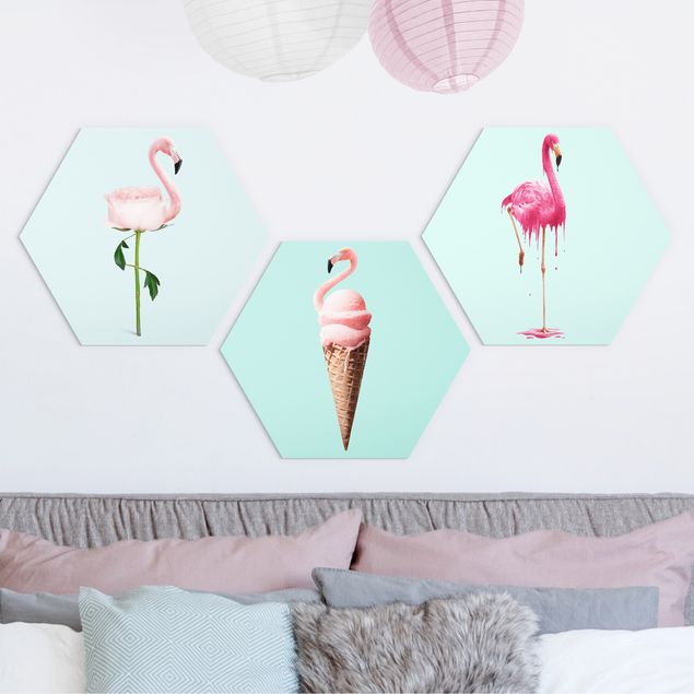 Wanddeko Küche Flamingo Set