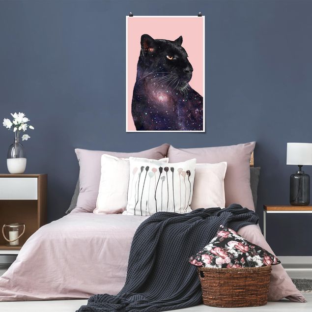 Wanddeko Flur Panther mit Galaxie