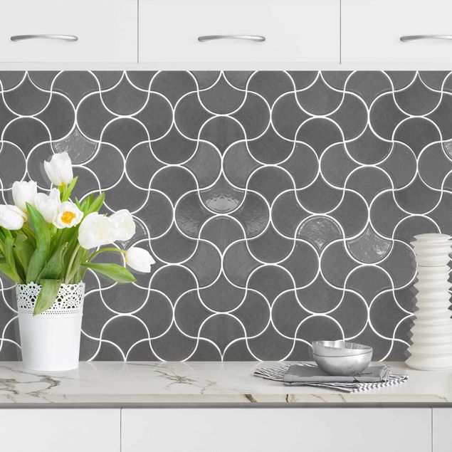Küche Dekoration Geschwungene Fliese Keramikoptik - Grau