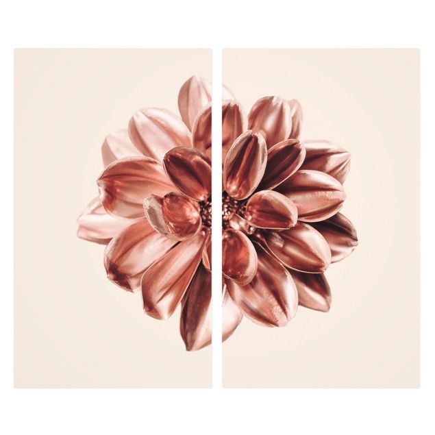 Herdabdeckplatten Blumen Dahlie Rosegold Metallic Rosa