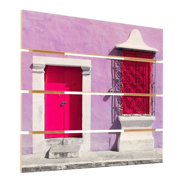 Wanddeko Büro Rosa Fassade Pinke Tür