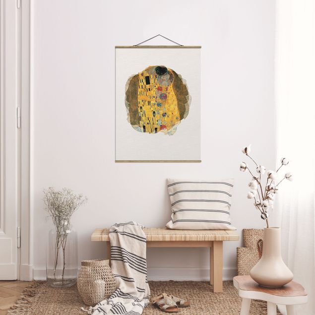 Wanddeko Wohnzimmer Wasserfarben - Gustav Klimt - Der Kuss