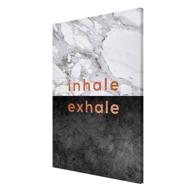 Wanddeko Büro Inhale Exhale Kupfer und Marmor