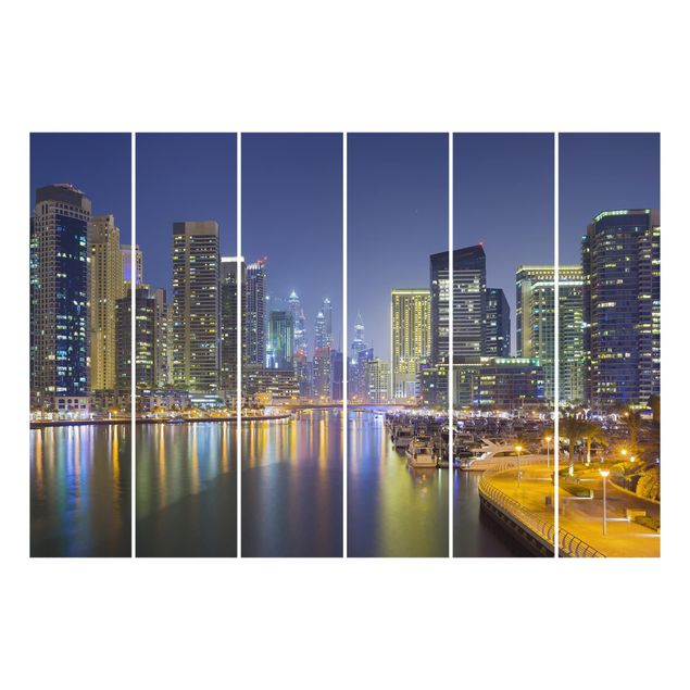Wanddeko Esszimmer Dubai Nacht Skyline