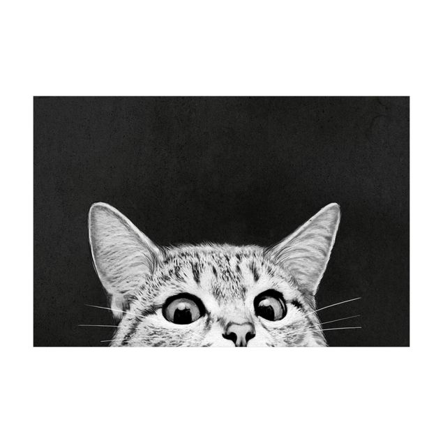 Wanddeko Jugendzimmer Illustration Katze Schwarz Weiß Zeichnung