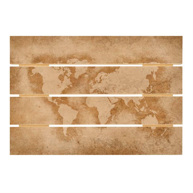 Wanddeko Esszimmer Antike Weltkarte