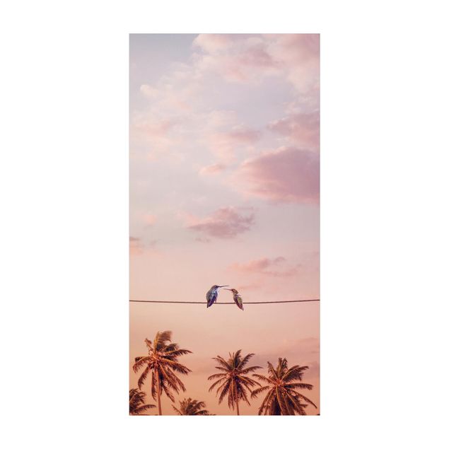 Wanddeko Jugendzimmer Sonnenuntergang mit Kolibris