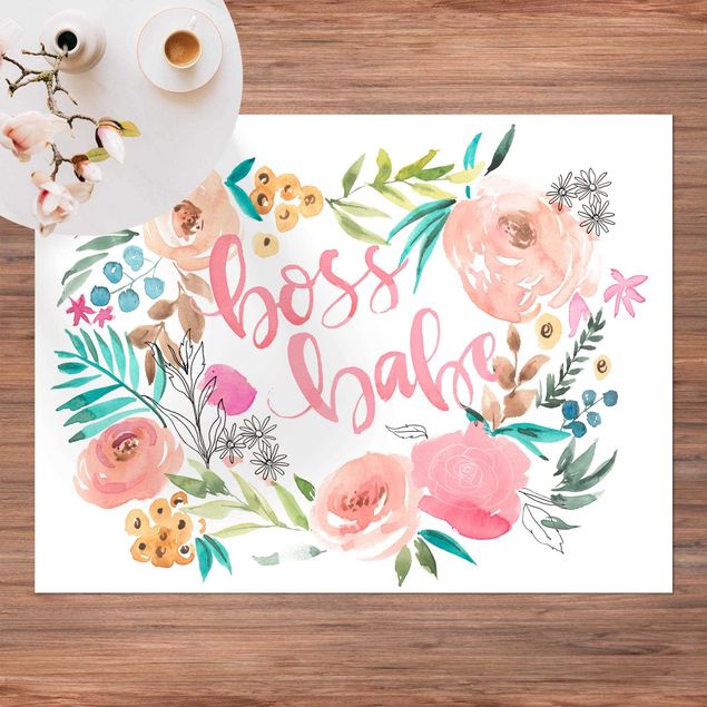 Wanddeko Babyzimmer Rosa Blüten - Boss Babe