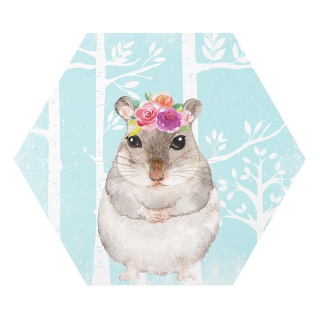 Wanddeko Jungenzimmer Aquarell Hamster Türkis