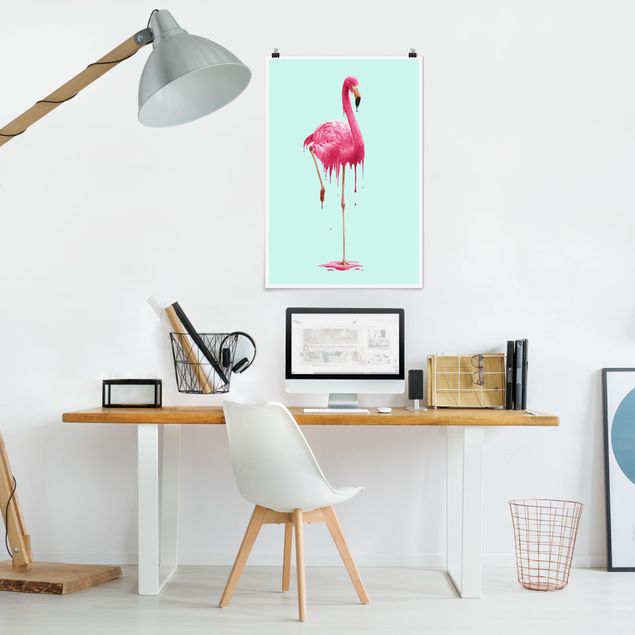 Wanddeko Esszimmer Schmelzender Flamingo
