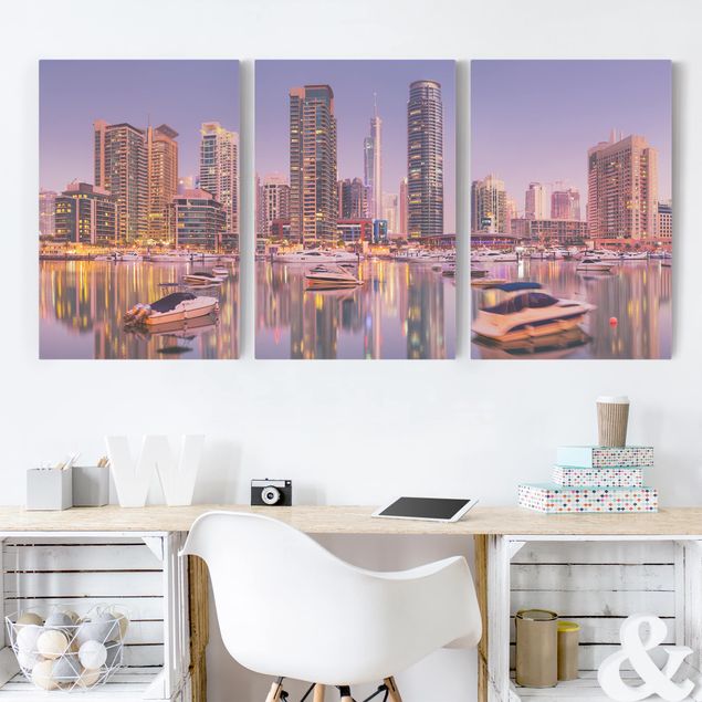 Wanddeko Wohnzimmer Dubai Skyline und Marina