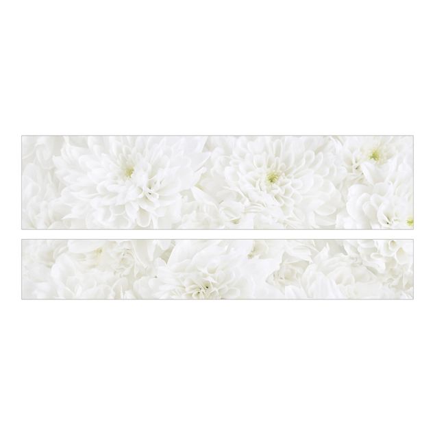 Möbelfolie für IKEA Malm Bett niedrig 180x200cm - Dahlien Blumenmeer weiß