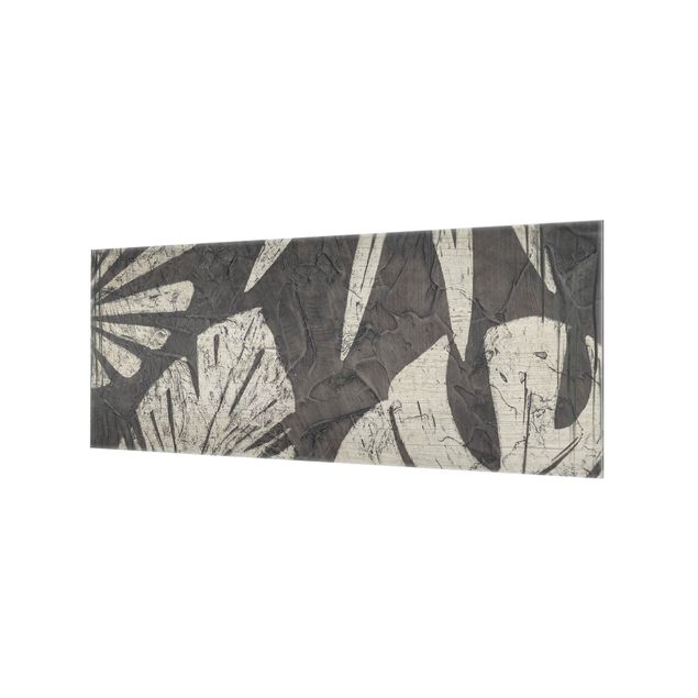 Wanddeko Tropisch Palmenblätter vor Dunkelgrau