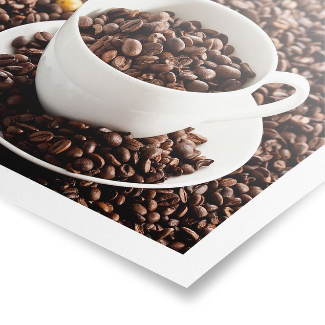 Wanddeko Kaffee Kaffeetasse mit gerösteten Kaffeebohnen