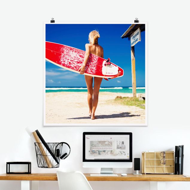 Wanddeko Wohnzimmer Surfergirl
