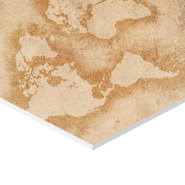 Wanddeko über Sofa Antike Weltkarte
