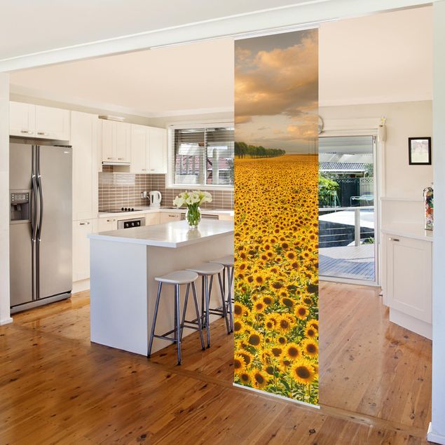 Wanddeko Wohnzimmer Feld mit Sonnenblumen