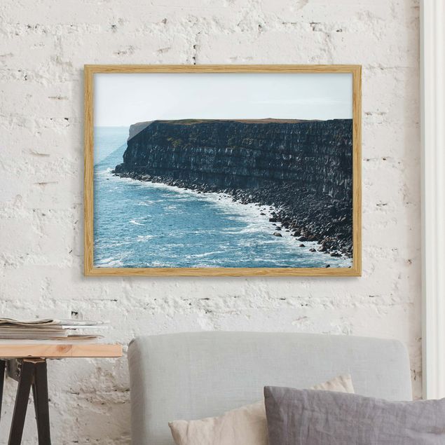 Strandbilder mit Rahmen Felsige Klippen auf Island