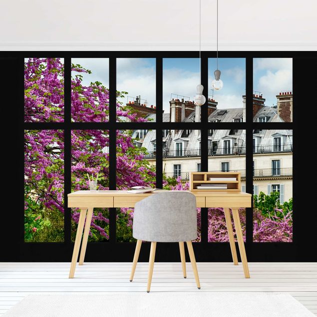 Wanddeko Wohnzimmer Fenster Frühling Paris