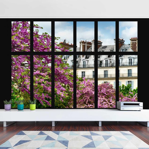 Wanddeko Schlafzimmer Fenster Frühling Paris