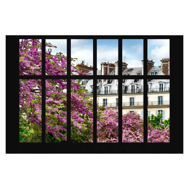 Wanddeko Esszimmer Fenster Frühling Paris